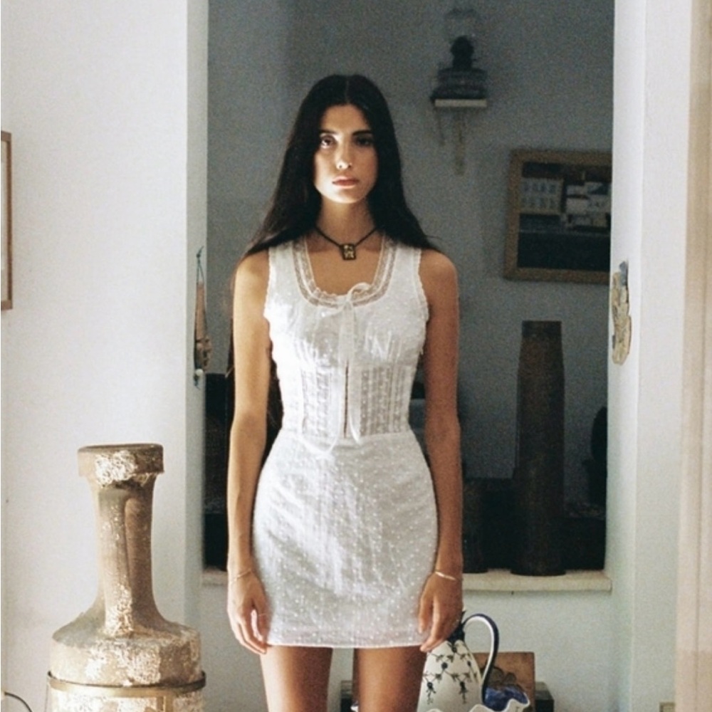 With Jean White Bustier Bodycon Mini Dress